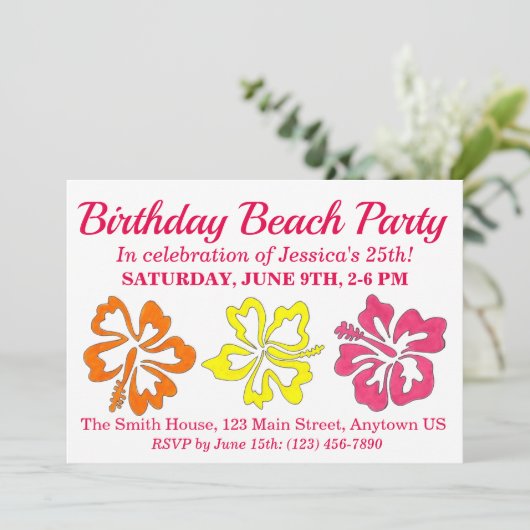 Blume für tropischen Hibiskus Einladung (Stehend Vorderseite)