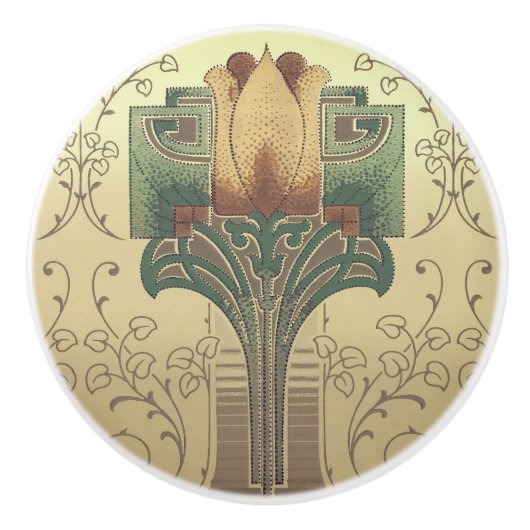 Blume für viktorianische Kunst und Kunsthandwerk Keramikknauf (Vorderseite)