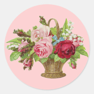 Blume für Vintage Rose Runder Aufkleber