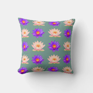 Blume für Violett und Rosa Lotus Kissen