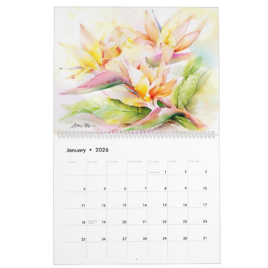 Blume für Wasserfarben 2 Kalender (Jan 2026)
