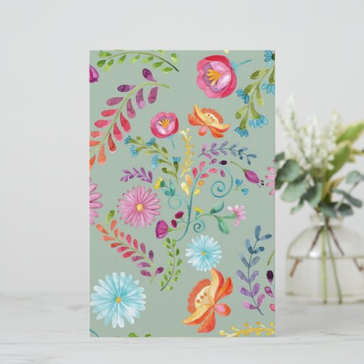 Blume für Wasserfarben - Anpassbar Briefpapier (Stehend Vorderseite)