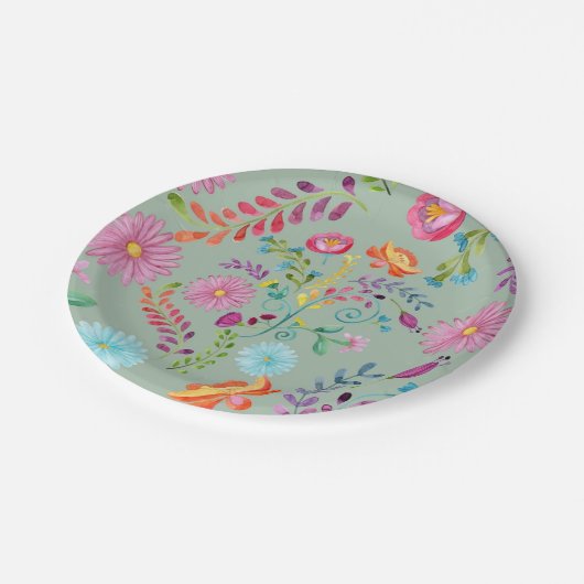 Blume für Wasserfarben - Anpassbar Pappteller (Schrägansicht)