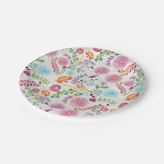 Blume für Wasserfarben - Anpassbar Pappteller (Schrägansicht)