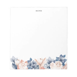 Blume für Wasserfarben Blau und Rosa Notizblock