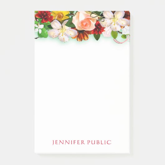 Blume für Wasserfarben Blumenbeete Bouquet Vorlage Post-it Klebezettel (Vorderseite)