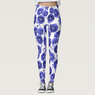 Blume für Wasserfarben: Botanisches Hintergrundpap Leggings