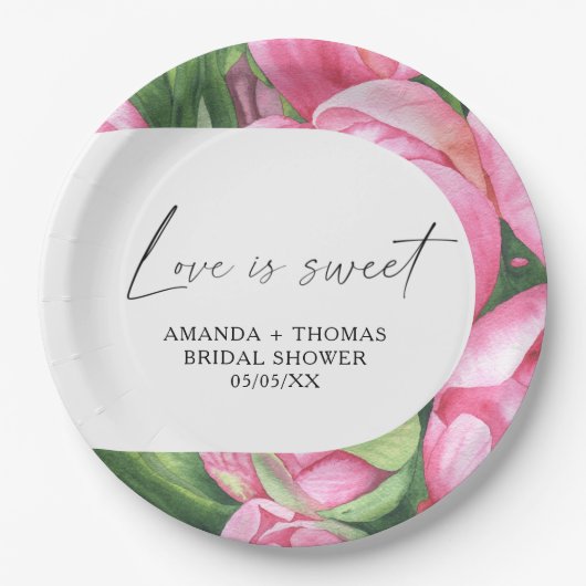 Blume für Wasserfarben - Brautparty Pappteller (Vorderseite)