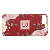 Blume für Wasserfarben Burgund Einfache Monogramme Case-Mate iPhone Hülle (Rückseite (Horizontal))
