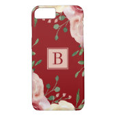 Blume für Wasserfarben Burgund Einfache Monogramme Case-Mate iPhone Hülle (Rückseite)