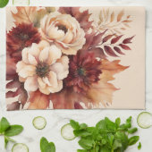 Blume für Wasserfarben Creme und Rot- Geschirrtuch (Gefaltet)