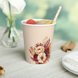 Blume für Wasserfarben Creme und Rot- Pappbecher