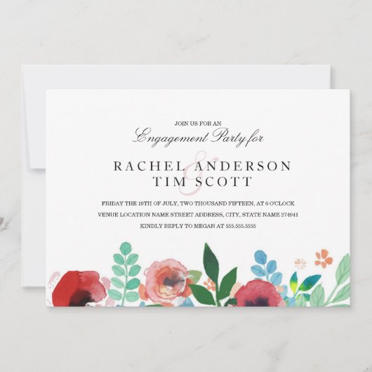 Blume für Wasserfarben Einladung (Vorderseite)