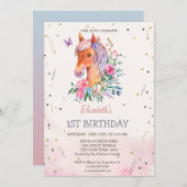 Blume für Wasserfarben Geburtstag Einladung (Vorne/Hinten)