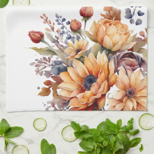 Blume für Wasserfarben Geschirrtuch (Gefaltet)