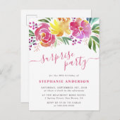 Blume für Wasserfarben Handgeschriebenes Überrasch Einladungspostkarte (Vorne/Hinten)