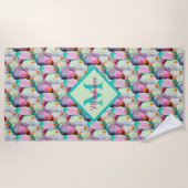 Blume für Wasserfarben-Kakteen Strandtuch (Vorderseite)