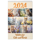 Blume für Wasserfarben Katzen Kalender 2024 (Titelbild)