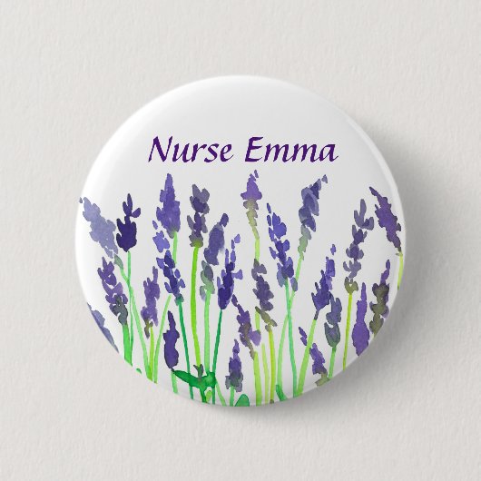 Blume für Wasserfarben-Lavendel Button (Vorderseite)