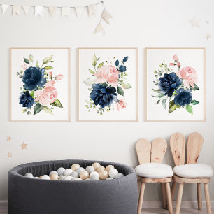 Blume für Wasserfarben, Mädchen und Kinderzimmer Bilderwand Sets