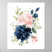 Blume für Wasserfarben, Mädchen und Kinderzimmer Poster (Vorne)