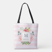 Blume für Wasserfarben mit Monogramm und Streifen Tasche (Rückseite)