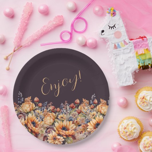 Blume für Wasserfarben Pappteller (Party)