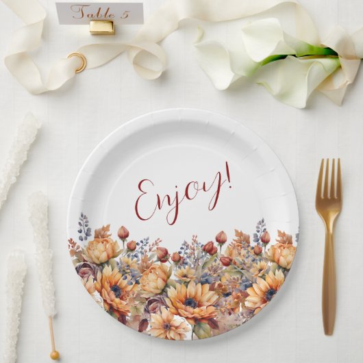 Blume für Wasserfarben Pappteller (Hochzeit)