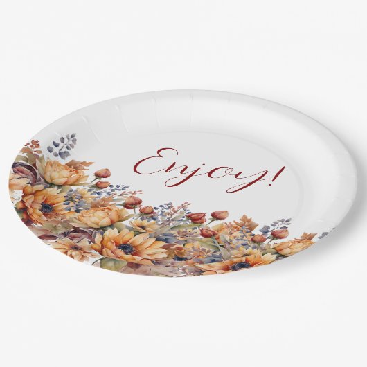 Blume für Wasserfarben Pappteller (Schrägansicht)