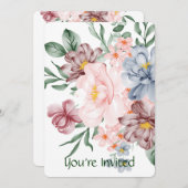 Blume für Wasserfarben Party Einladung (Vorne/Hinten)