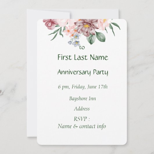 Blume für Wasserfarben Party Einladung (Rückseite)