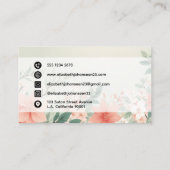 Blume für Wasserfarben Peach Fuzz Greenery Script Visitenkarte (Rückseite)