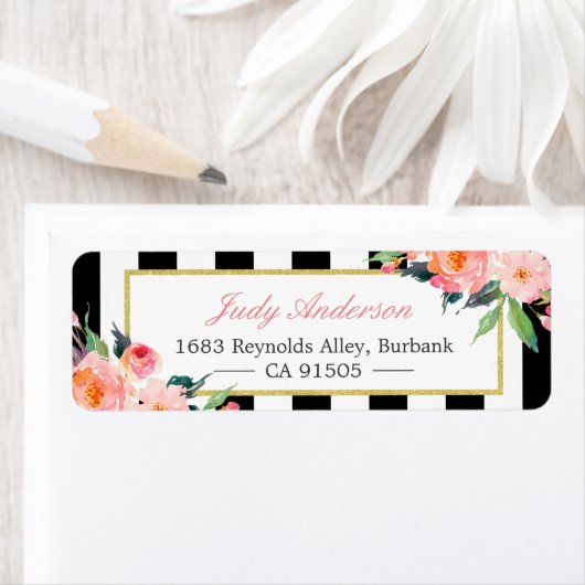 Blume für Wasserfarben, Peony, Schwarz-weiß Streif (Insitu)