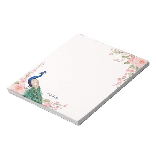 Blume für Wasserfarben Personalisierter Name Notizblock (Rotiert)