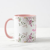 Blume für Wasserfarben Rosa Erdnüsse Monogramm Tasse (Links)