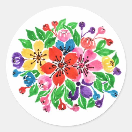 Blume für Wasserfarben Runder Aufkleber (Vorderseite)