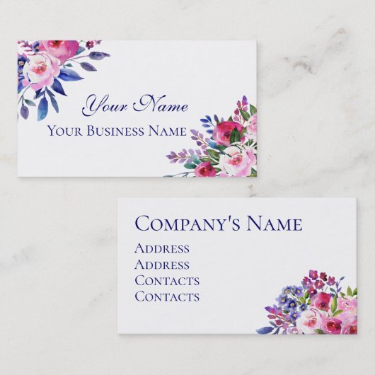 Blume für Wasserfarben Visitenkarten Visitenkarte (Vorne/Hinten)