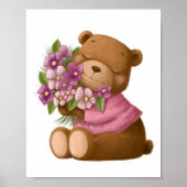 Blume für Wasserfarbenbären | Bärenwand Poster (Vorne)