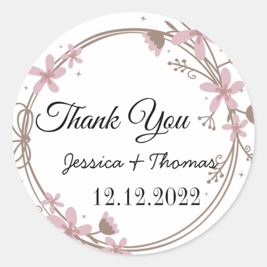 Blume für Wasserfarbenfrosche Böden Danke, Gastges Runder Aufkleber (Vorderseite)