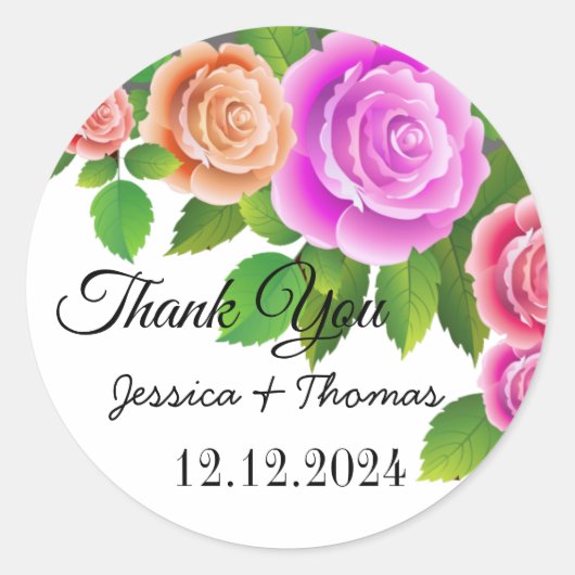 Blume für Wasserfarbenfrosche Böden Danke, Gastges Runder Aufkleber (Vorderseite)