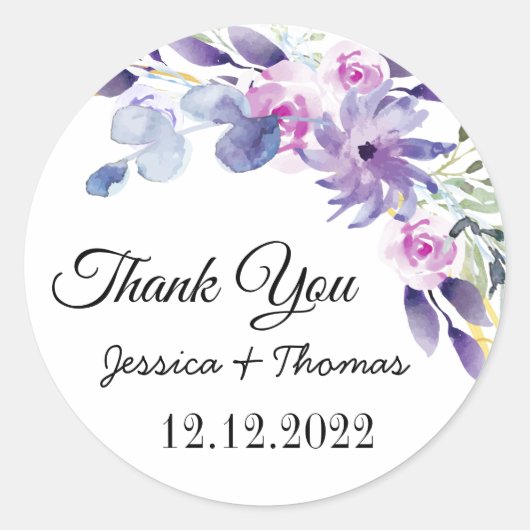 Blume für Wasserfarbenpeere Danke, Gastgeschenk Ho Runder Aufkleber (Vorderseite)