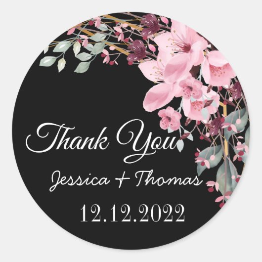 Blume für Wasserfarbenpeere Danke, Gastgeschenk Ho Runder Aufkleber (Vorderseite)