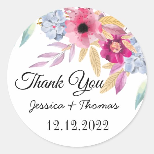 Blume für Wasserfarbenpeere Danke, Gastgeschenk Ho Runder Aufkleber (Vorderseite)
