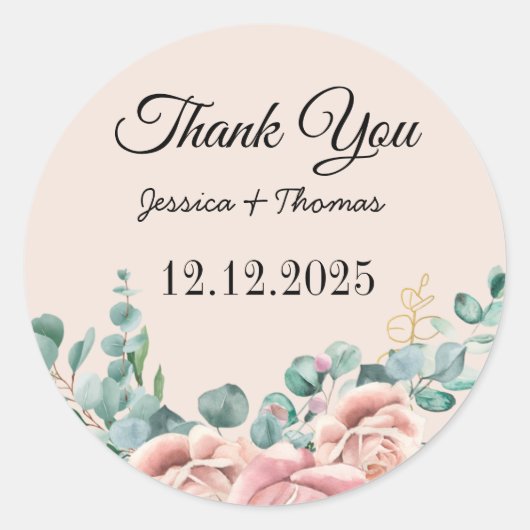 Blume für Wasserfarbenpeere Danke, Gastgeschenk Ho Runder Aufkleber (Vorderseite)