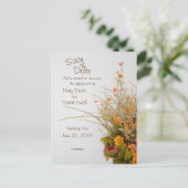 Blume für Weißholz Save the Date Postkarte (Stehend Vorderseite)
