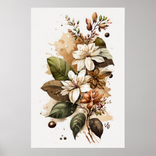 Blume für Weißkaffee Art Plakat drucken