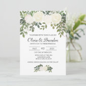 Blume für Weißrosen Einladung (Stehend Vorderseite)