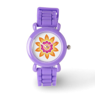 Blume Fusion_Geometric Sunburst_Poppy Fuchsia Sun Armbanduhr