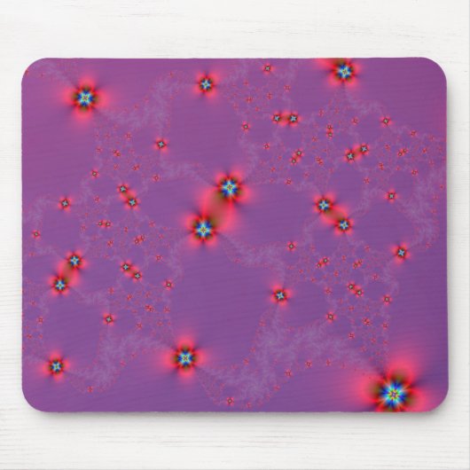 Blume Galaxy in Rot auf Violett Mousepad (Vorne)