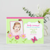 Blume Garden Foto Geburtstagsparty Einladungen (Stehend Vorderseite)